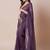 Purple embellished satin silk saree with unstitched blouse