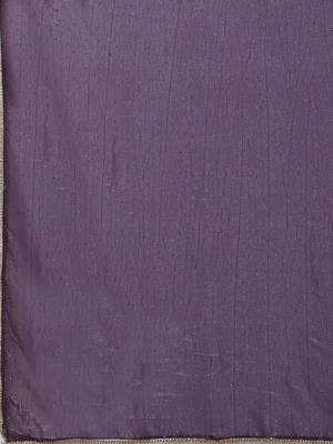 Purple embellished satin silk saree with unstitched blouse 4