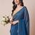 Teal embellished party wear saree with unstitched blouse piece