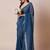 Teal embellished party wear saree with unstitched blouse piece