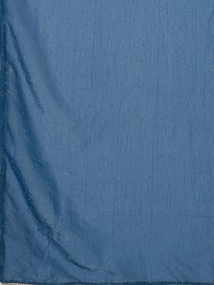 Teal embellished party wear saree with unstitched blouse piece 4