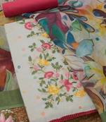 embroidered linen unstitched dress material