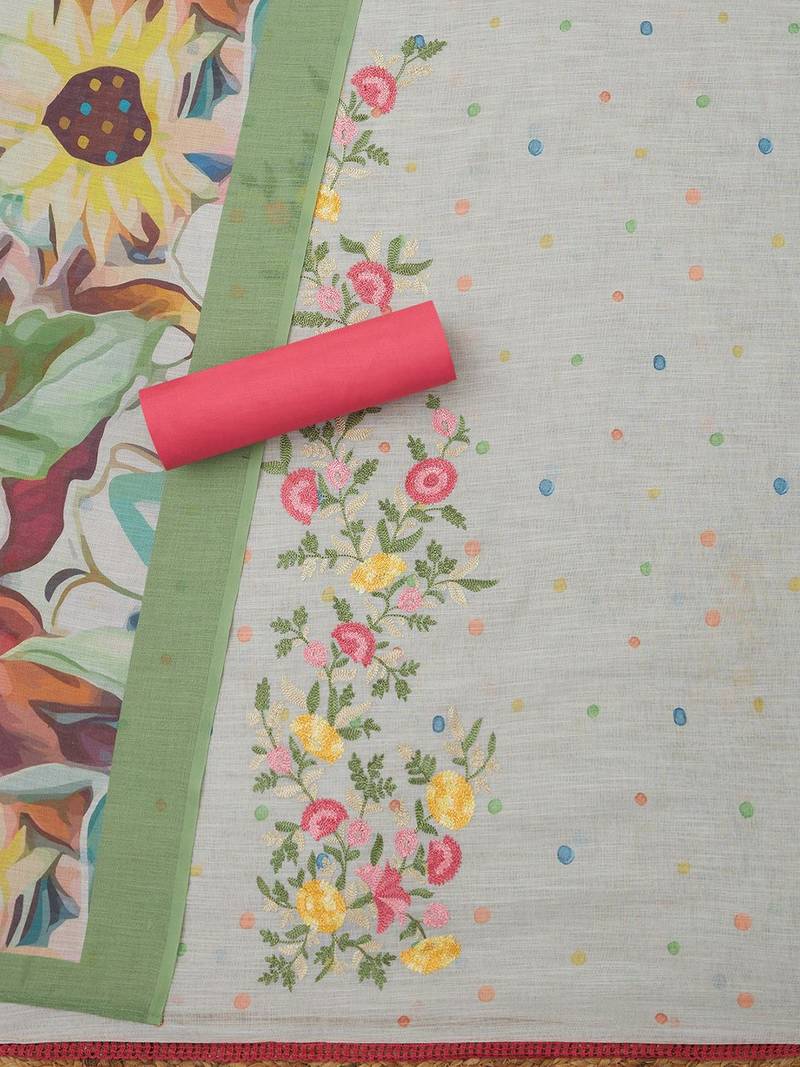 embroidered linen unstitched dress material