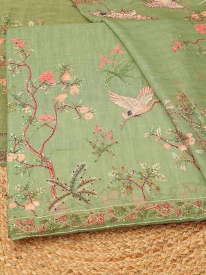 printed linen unstitched dress material 2
