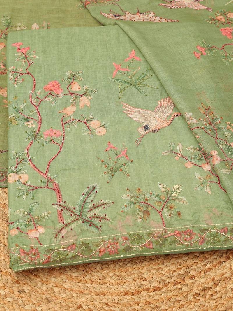 printed linen unstitched dress material