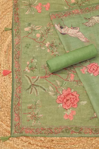 printed linen unstitched dress material