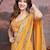 Yellow bandhani design embroidered saree with blouse piece