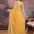 Yellow bandhani design embroidered saree with blouse piece