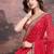 Red embroidered bandhani saree with blouse piece