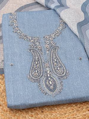 embroidered linen unstitched dress material 4