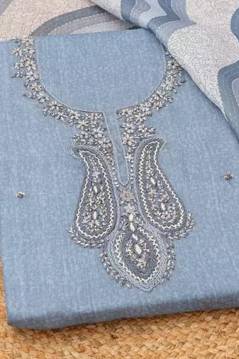 embroidered linen unstitched dress material