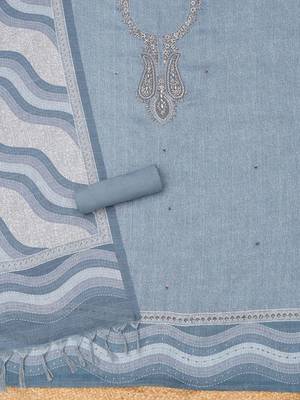 embroidered linen unstitched dress material 5