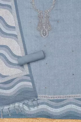 embroidered linen unstitched dress material
