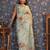 Sea green floral printed gotta patti organza saree