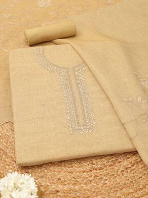 embroidered linen unstitched dress material 1