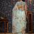 Sea green floral printed gotta patti organza saree