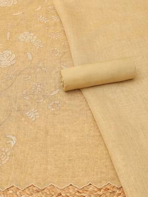 embroidered linen unstitched dress material 3