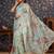 Sea green floral printed gotta patti organza saree