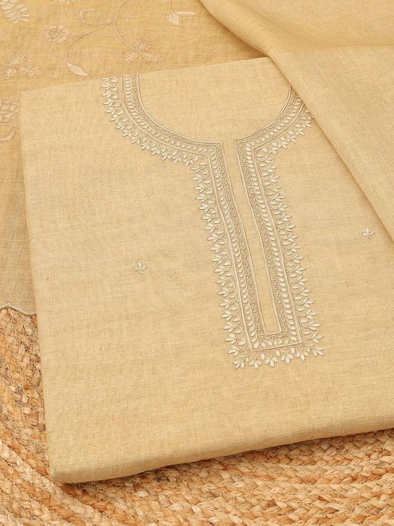 embroidered linen unstitched dress material