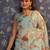 Sea green floral printed gotta patti organza saree