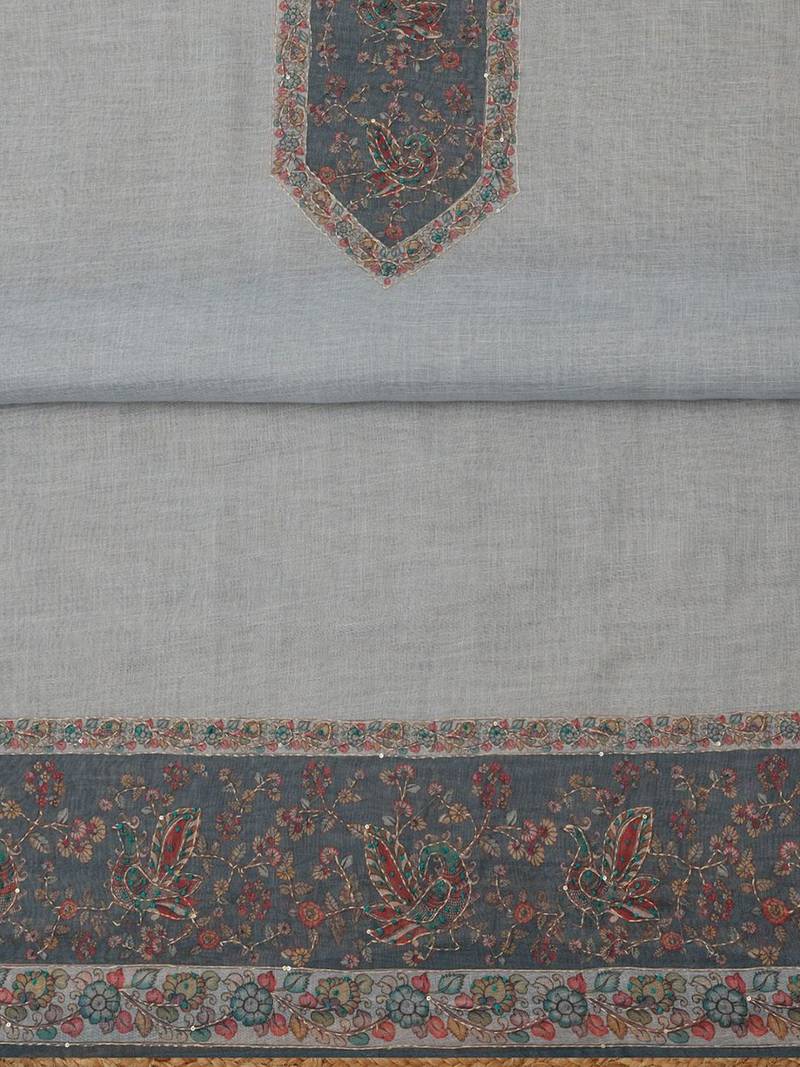 floral printed linen beads and stones unstitched dress material