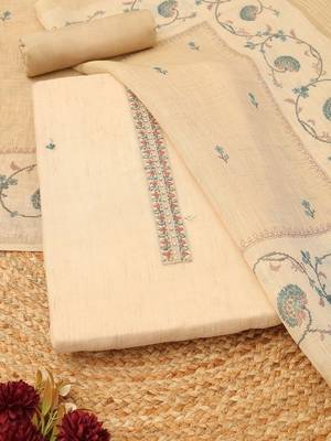 embroidered linen unstitched dress material 1
