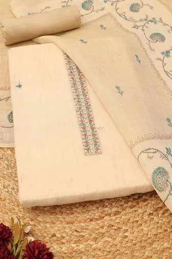 embroidered linen unstitched dress material