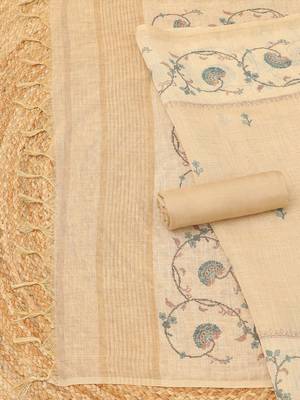 embroidered linen unstitched dress material 2