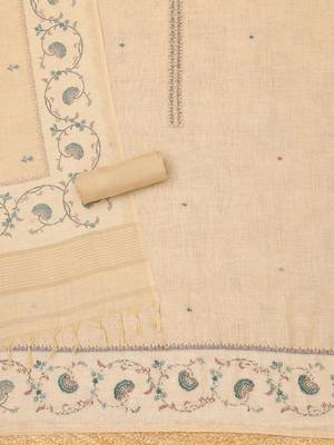 embroidered linen unstitched dress material 4