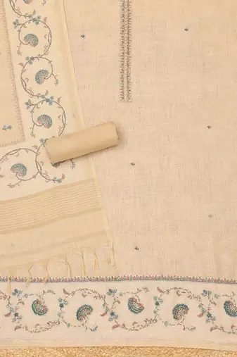 embroidered linen unstitched dress material