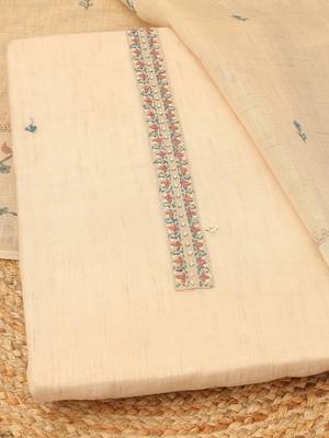 embroidered linen unstitched dress material 5