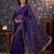 Violet embellished sequinned pure organza saree