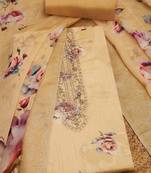floral printed sequinned organza unstitched dress material