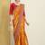 Mustard mustard yellow & red floral zari silk blend banarasi saree