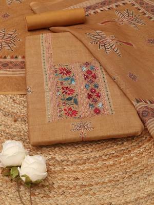 printed linen unstitched dress material 1