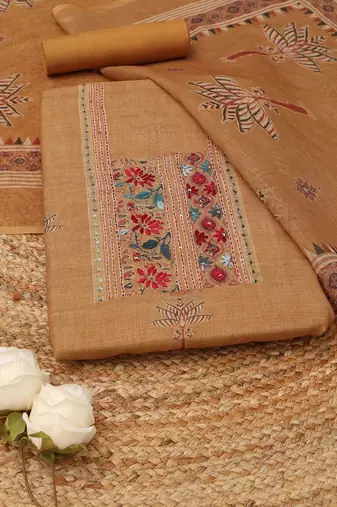 printed linen unstitched dress material