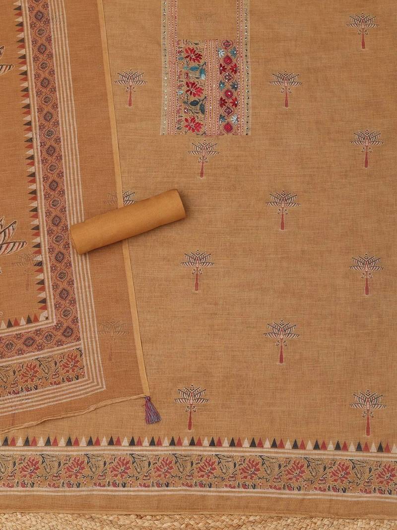 printed linen unstitched dress material
