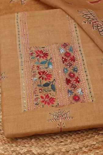 printed linen unstitched dress material