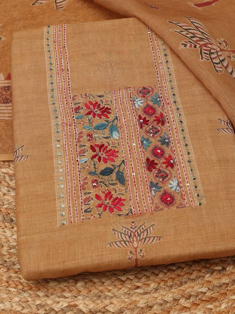 printed linen unstitched dress material