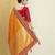 Mustard mustard yellow & red floral zari silk blend banarasi saree