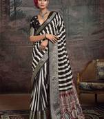 Black striped banarasi saree