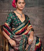 Green striped zari banarasi saree