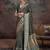 Green ethnic motifs printed zari banarasi saree