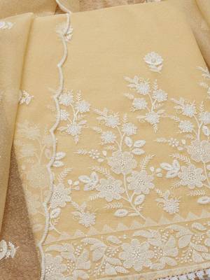 floral embroidered unstitched dress material 1