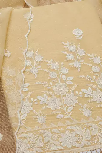 floral embroidered unstitched dress material