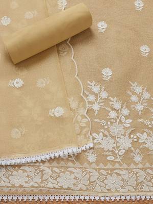 floral embroidered unstitched dress material 2