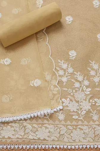 floral embroidered unstitched dress material