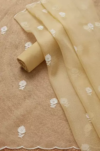 floral embroidered unstitched dress material