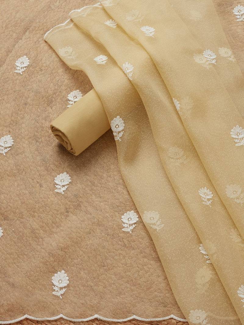 floral embroidered unstitched dress material