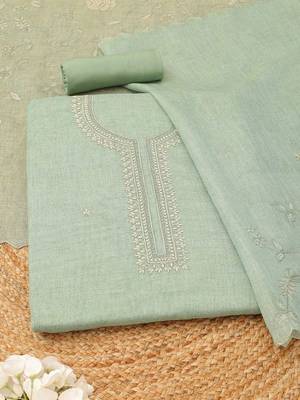 embroidered linen unstitched dress material 1